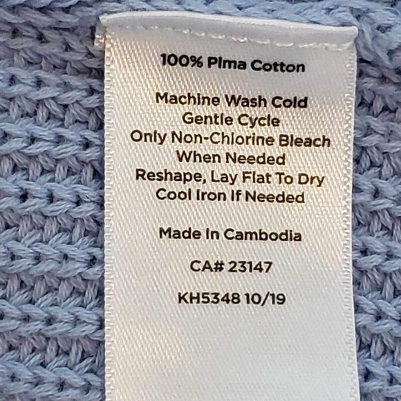 Talbots Sweater Women's Size Large Petite LP Knit LS Pima Cotton Baby Blue - Picture 5 of 9